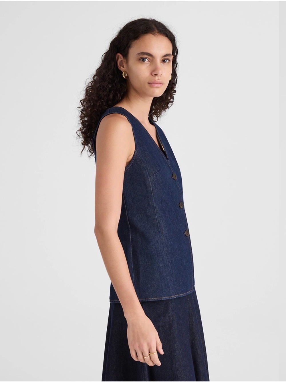 Madewell Denim Cutaway Vest size 0 - Picture 4 of 9